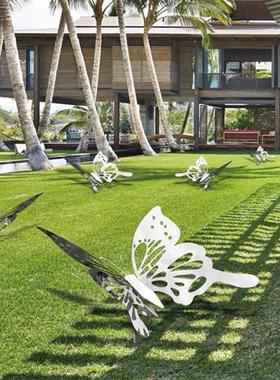 不锈钢蝴蝶户外景观雕塑草坪摆件公园金属摆设花园布置昆虫装饰品