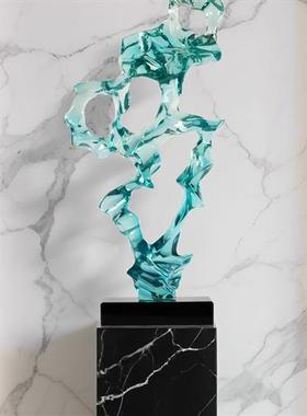 新中式假山可达豪华酒店售楼处雕塑艺术简约现代抽象透明树脂桌饰