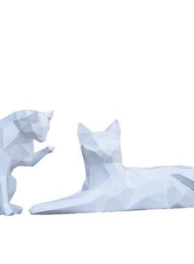 户外花园林景观抽象几何动物猫玻璃钢雕塑小区商场酒店装饰品摆件