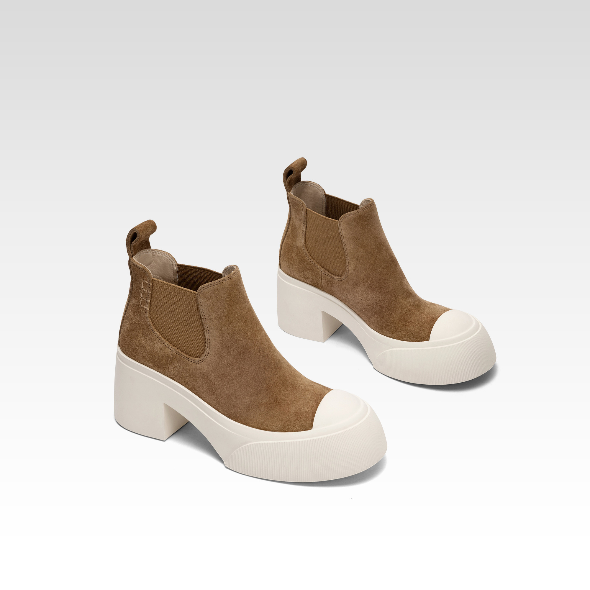 Thirty More Retro Thick Heel Chelsea Chimney Boots Women's Autumn New British Style Contrast Color Versatile Short Boots