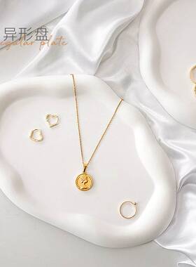 ins白色哑光网红饰品收纳盘美甲首饰展示盘子 拍照道具摄影背景布