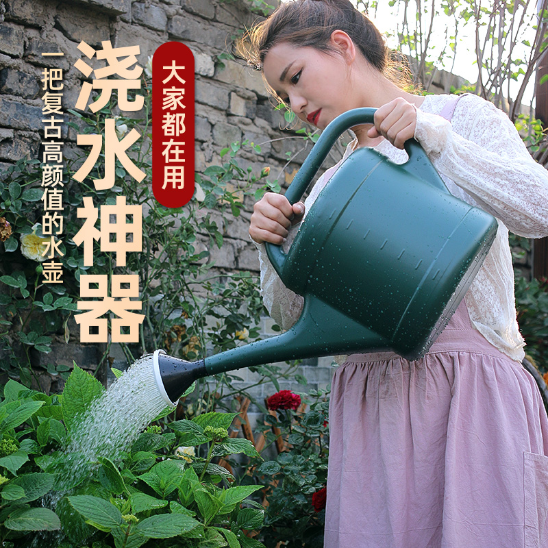 家用长嘴浇花洒水壶花洒壶浇菜加厚大容量大号复古塑料浇水壶小型 - 图3