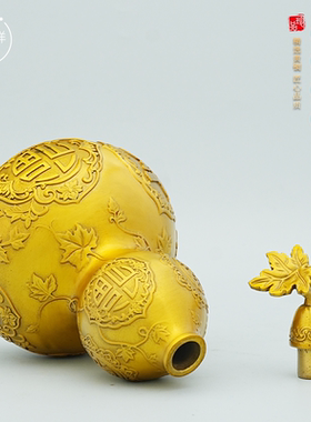 黄铜福字葫芦摆件五福呈祥葫芦家居办公室装饰品乔迁吉祥物工艺品