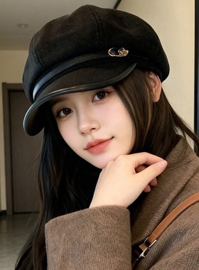 高级感大头围方圆脸八角贝雷帽女