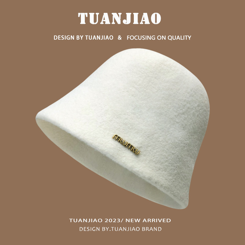 美拉德帽子女秋冬气质羊毛呢渔夫帽百搭显脸小水桶帽保暖护耳盆帽,淘宝优惠券,粉丝福利购,淘宝优惠卷