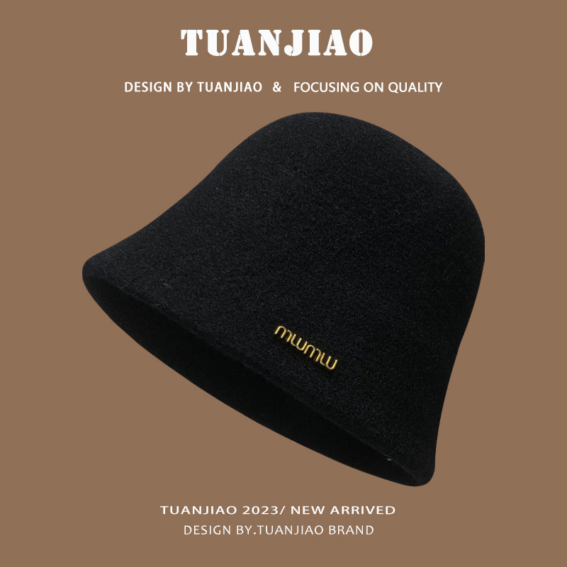 美拉德帽子女秋冬气质羊毛呢渔夫帽百搭显脸小水桶帽保暖护耳盆帽,淘宝优惠券,粉丝福利购,淘宝优惠卷