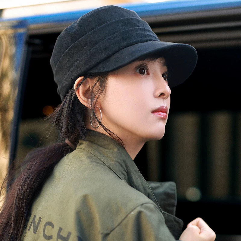 章若楠同款鸭舌帽女秋冬高级感麂皮绒贝雷帽显脸小复古平顶马术帽,淘宝优惠券,粉丝福利购,淘宝优惠卷