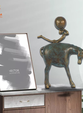 古风复杂铜摆件牧童马铜艺摆件工艺品定制加工厂家直供家居书房