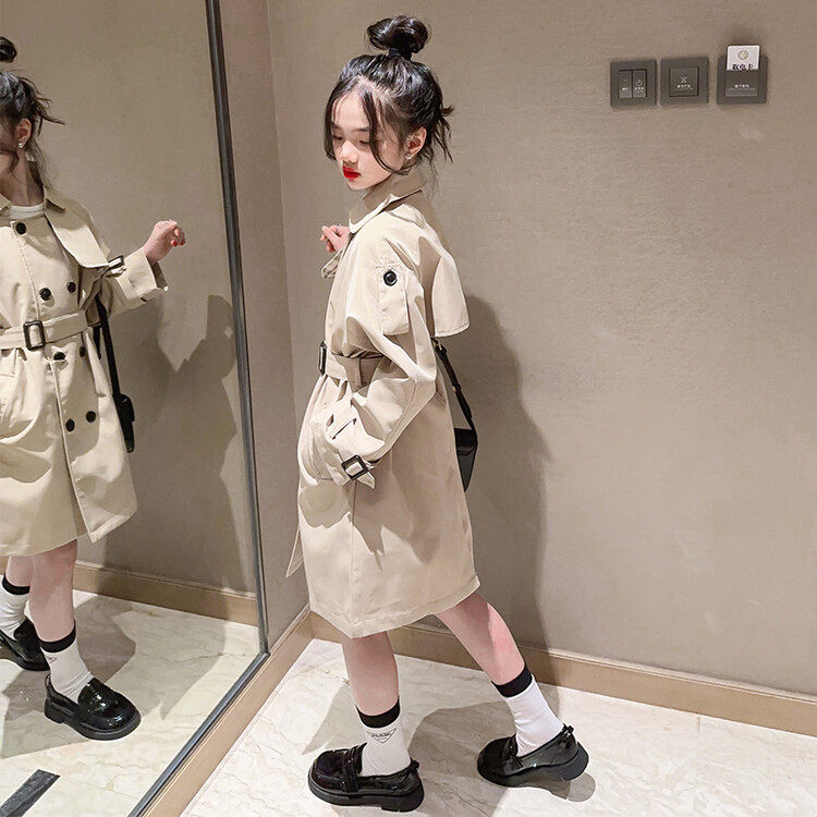 女童风衣2024新款洋气中大童春秋童装儿童中长款英伦风外套潮春装,淘宝优惠券,粉丝福利购,淘宝优惠卷