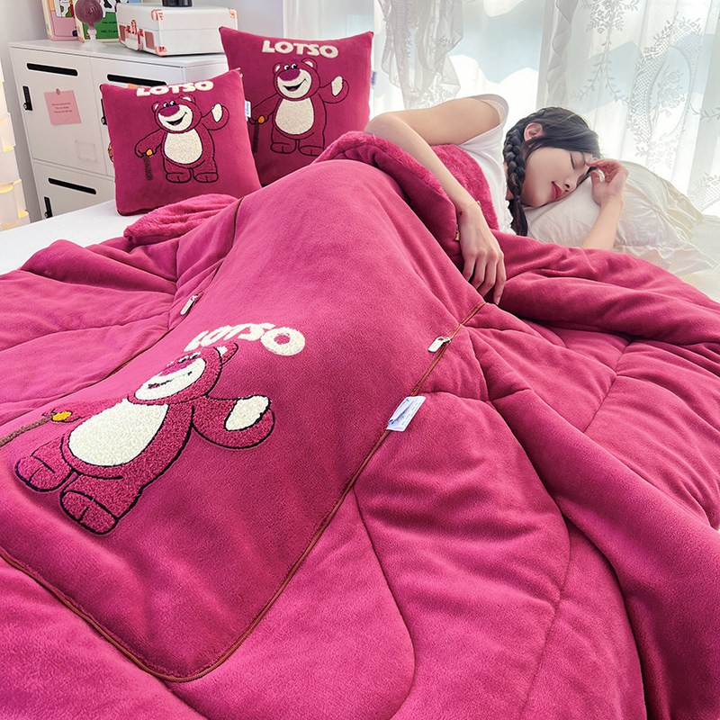 草莓熊加厚折叠抱枕被子两用汽车靠垫枕头被办公室沙发午睡空调被,淘宝优惠券,粉丝福利购,淘宝优惠卷