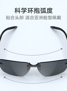 帕森（PARZIN）时尚运动太阳镜男轻盈无边框户外防晒遮阳开车驾驶