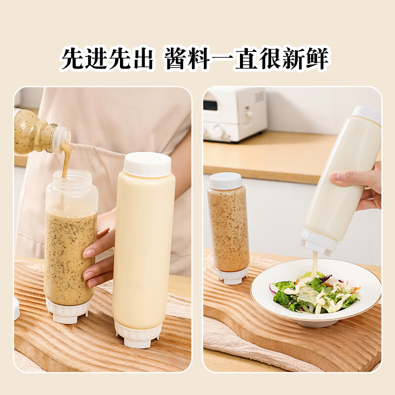 食品级双头酱汁瓶塑料挤压瓶嘴油壶果酱番茄沙拉家用便捷式挤酱瓶 - 图0