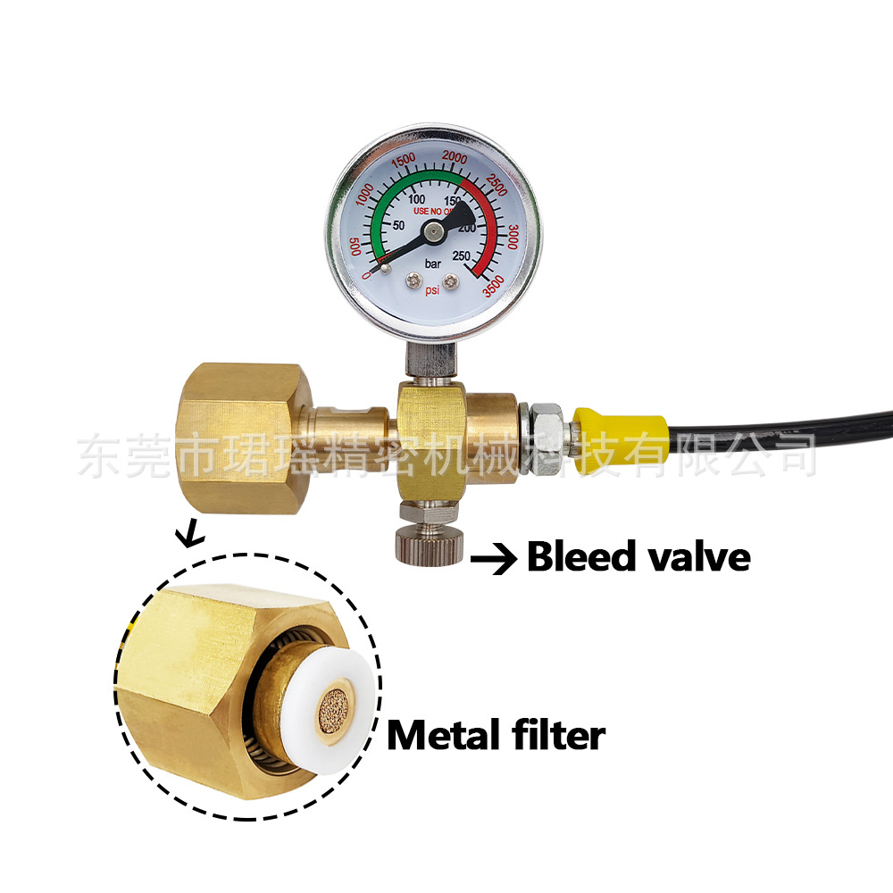 跨境Sodastream苏打气泡水机接二氧化碳大瓶过气管3500psi压力表 - 图1