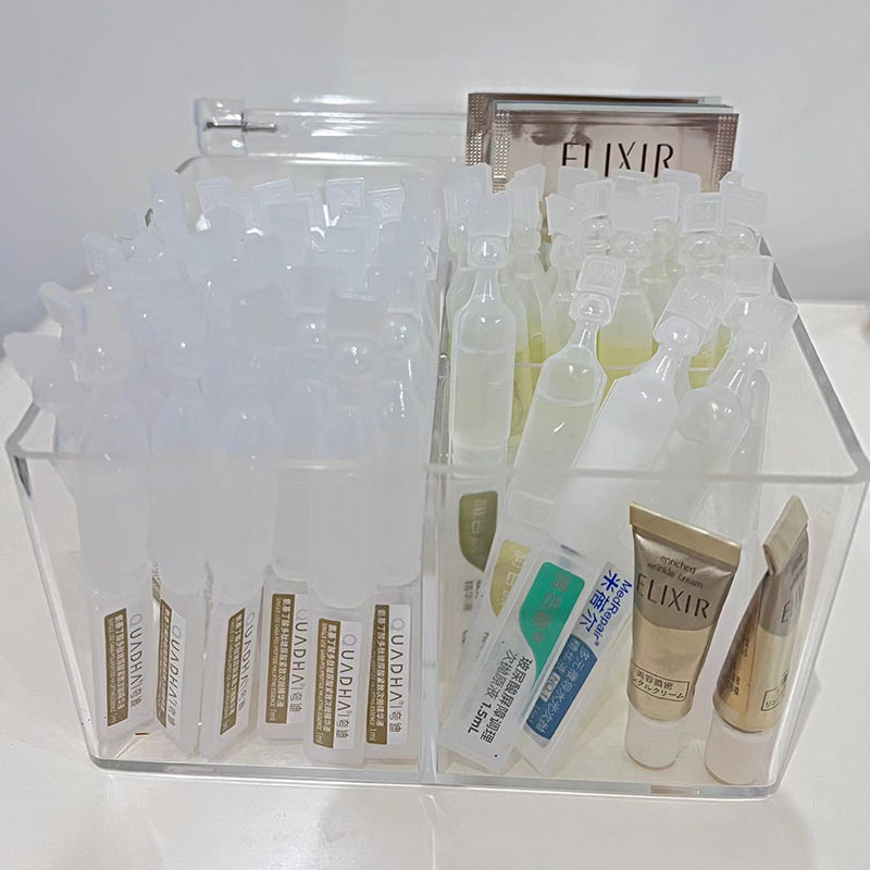 桌面透明次抛精华翻盖收纳盒化妆品口红小样防尘棉签亚克力收纳盒,淘宝优惠券,粉丝福利购,淘宝优惠卷