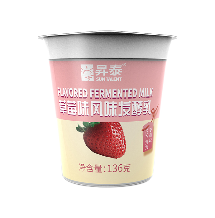 【丹东酸奶】原味草莓风味发酵乳 136g*12杯/箱原味酸奶草莓酸奶 - 图1