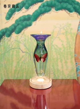 卷宗商店 | 浮笙门 新中式手工蝴蝶烛台 香薰蜡烛摆件礼物小夜灯