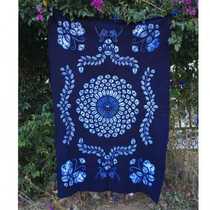Yunnan Handmade Zstained Tea Table Cloth National Wind Wall-mounted Restaurant Blue Dye Background Wall Batik Decoration Cloth