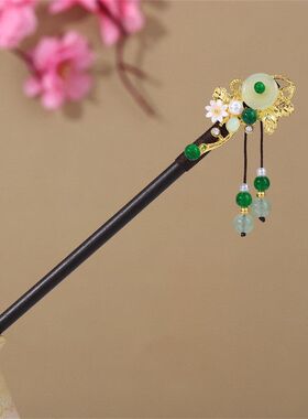 女流苏簪子配饰品黑檀木仿批发