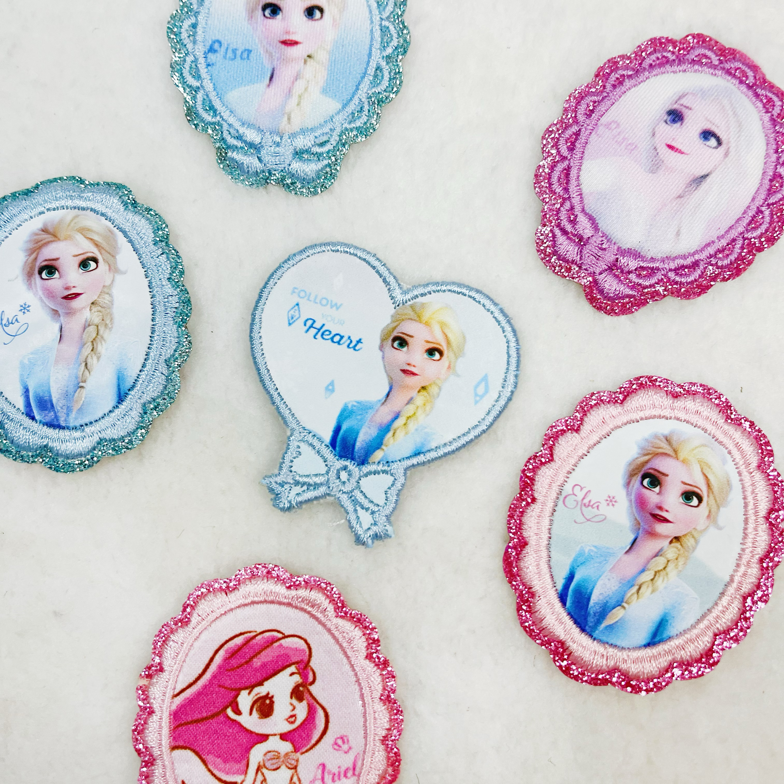 冰雪奇缘艾莎公主刺绣布贴绣章可爱卡通童装补丁装饰辅料手缝无胶 - 图0