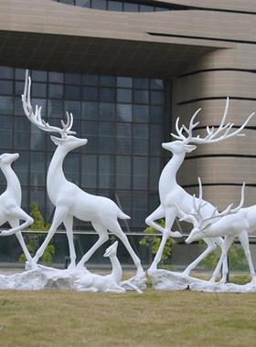 抽象仿真梅花鹿摆件售楼部户外小品美陈园林景观装饰玻璃钢大雕塑