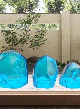 定制透明树脂景观石头摆件酒店售楼处别墅庭院落地雕塑软装工艺品