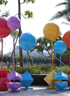 玻璃钢气球雕塑户外大型商场商业街广场楼盘公园几何底座仿真摆件