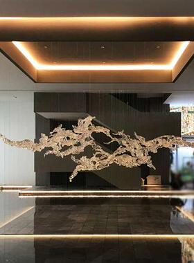 酒店售楼处大堂空中吊顶装饰透明浪花雕塑吊饰树脂摆件挂壁装饰品