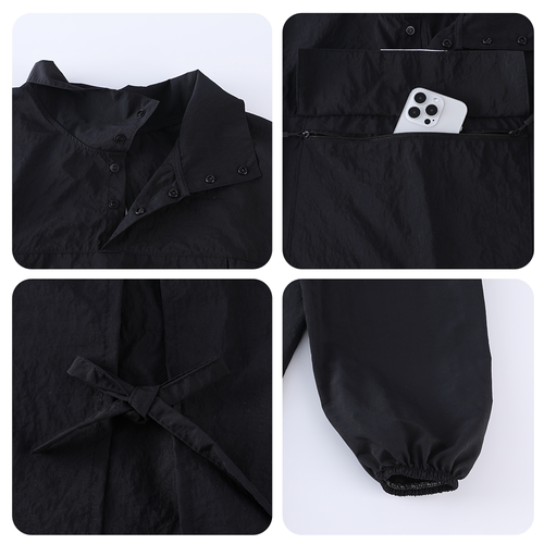 舒适防泼水围腰套头围裙耐穿防油家用厨房做饭罩衣外穿干活工作服 - 图1