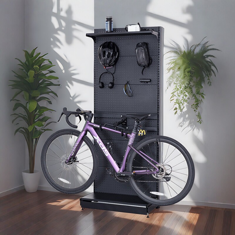 Holeboard bicycle floor rack