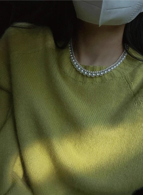 925银延长链扣正圆冷白澳白色珍珠仿珍珠项链颈链