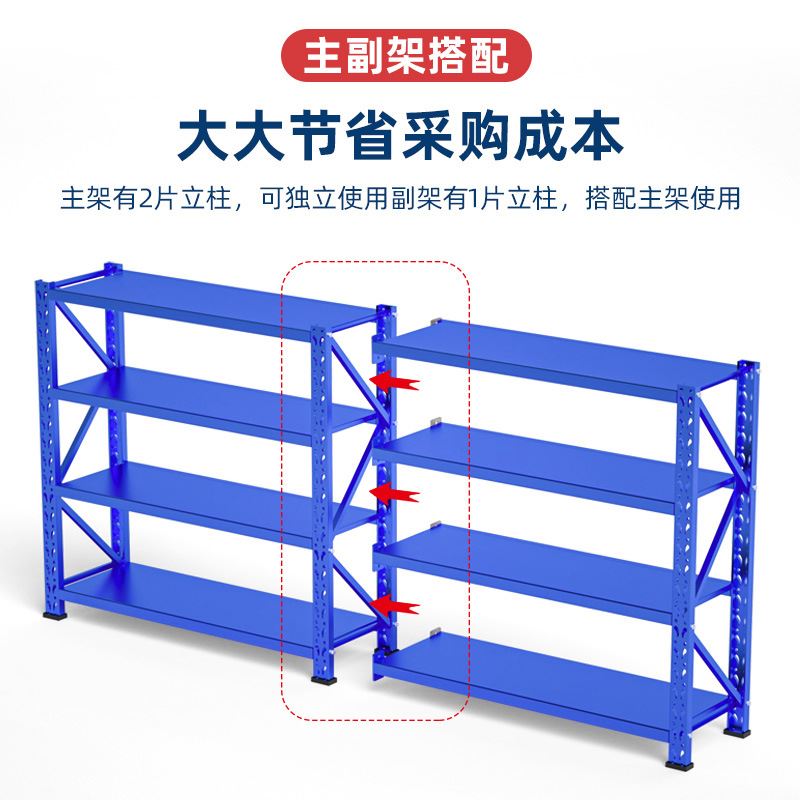 新品促货架仓库储物架中型轻型置物架家用货架子仓储架铁架子快递 - 图1