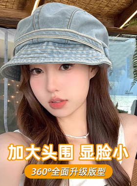 牛仔帽日系复古秋季大头围渔夫帽