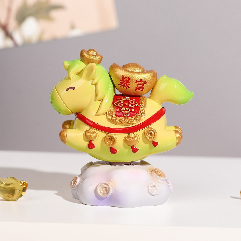 可爱唐三彩小胖马玩偶生肖马吉祥物车载桌面红色马到成功招财摆件 - 图2