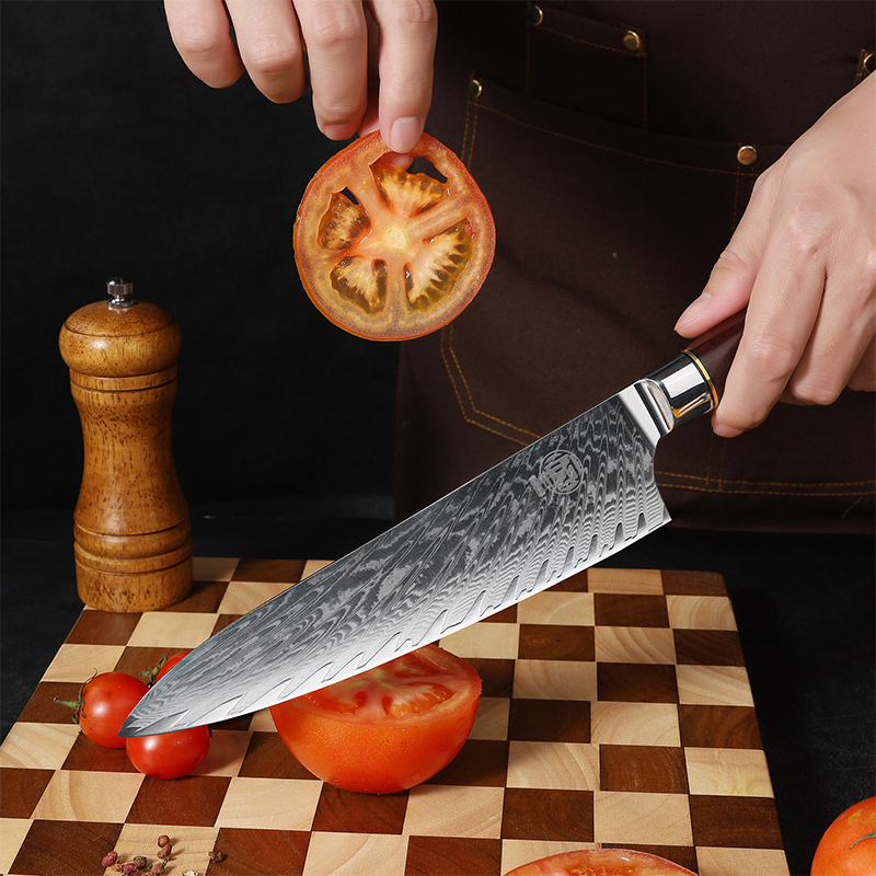 新百厨大马士革花纹钢厨师刀切片刀日式刀具套装家用菜刀锋利免磨