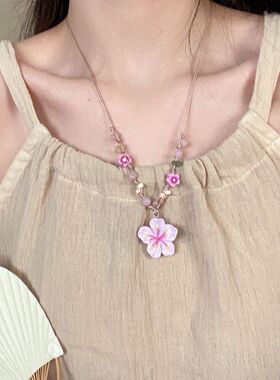 EmoPluto「黄油派对」多巴胺小花项链小众锁骨链夏日度假风配裙子