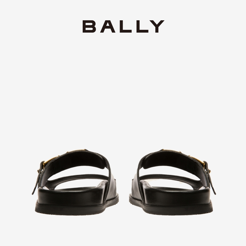 【官方正品】BALLY/巴利EMMA FLAT女士黑色皮革凉鞋凉拖6300116-图2