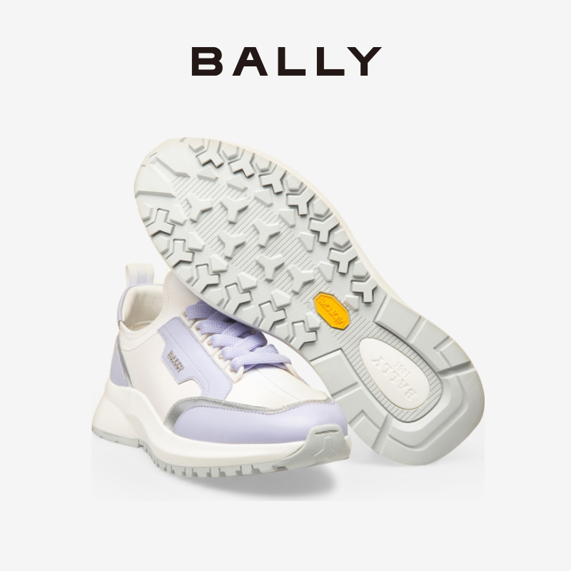 BALLY/巴利女士白色拼紫色皮革运动鞋6301364-图0