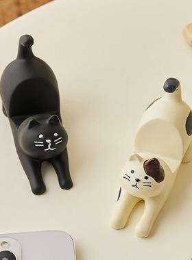 卡通猫咪手机桌面支架可爱办公室电脑工位解压治愈小摆件生日礼物