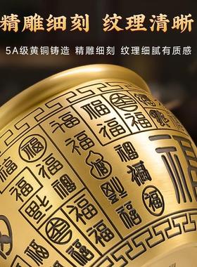 公司专用百福米缸聚宝盆招财聚财纯铜摆件黄铜铜缸开业大吉装饰品