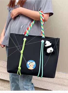 Korealarge-capacy canvas female commuter bag 2023 fall out t