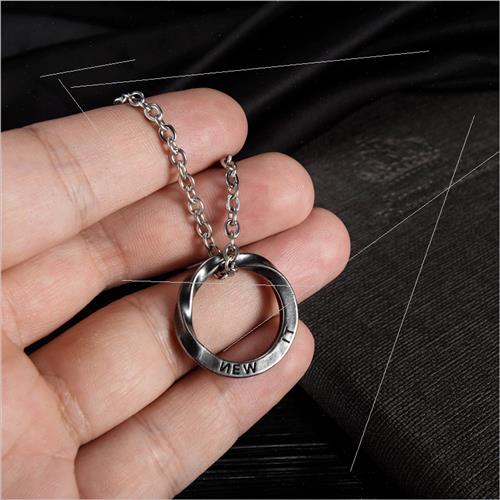 M?bius Ring Necklace Ring Tanium Steel Circle Men Pendant I-图1