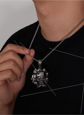 Europe retro punk tanium steel ghost head pendant tide men s