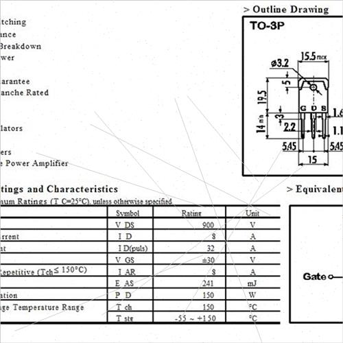 2SK2654 Field Effect K2654 TO3P NPN channel transistor 900V8-图2