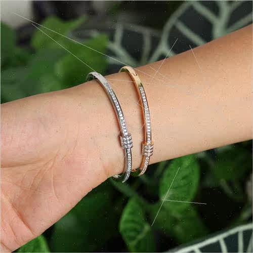 Inlaid zirconia bracelet does not fade Korea rose gold plate - 图2