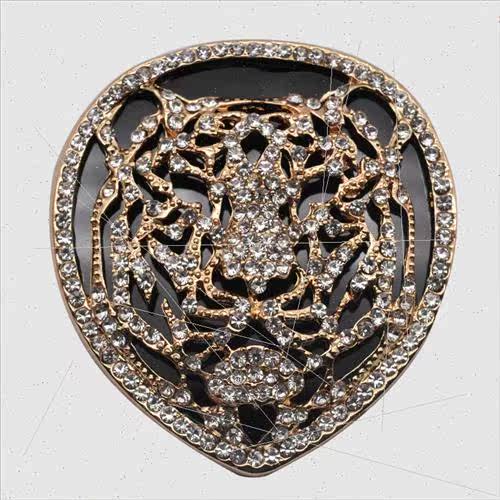 Europe popular jewelry acrylic rhinestone tiger head brooch - 图1