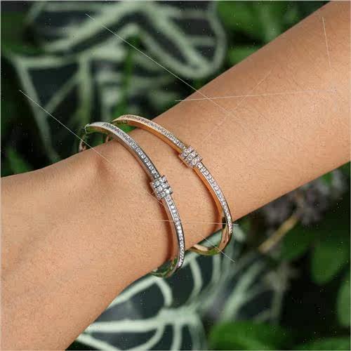 Inlaid zirconia bracelet does not fade Korea rose gold plate - 图0