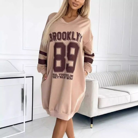 Casual long sleeve letter print sports dress