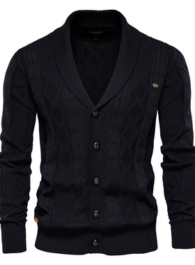 开衫男款V领长袖毛衣男