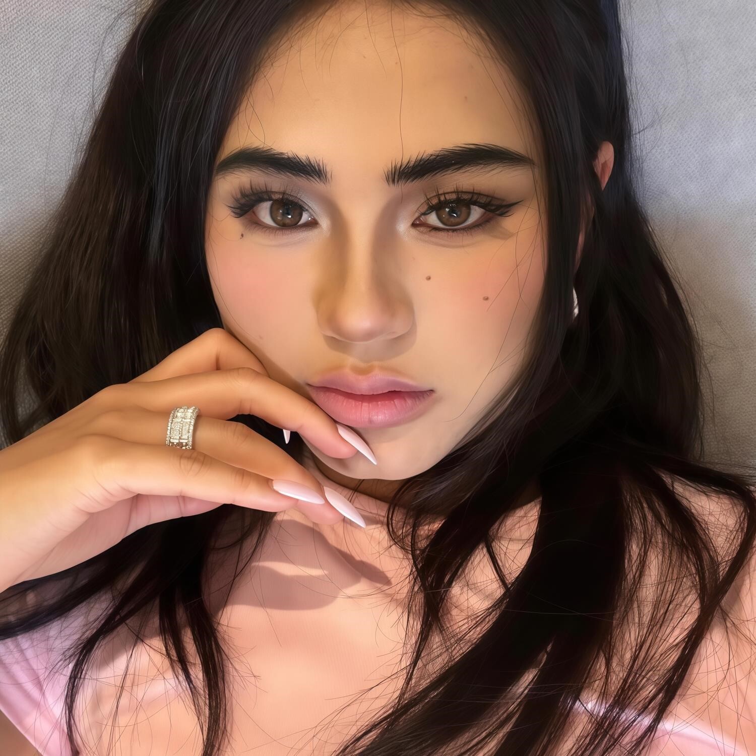 2025新款欧美风海莉白月光高级手工穿戴甲辣妹橡皮粉极光美甲孕妇,淘宝优惠券,粉丝福利购,淘宝优惠卷