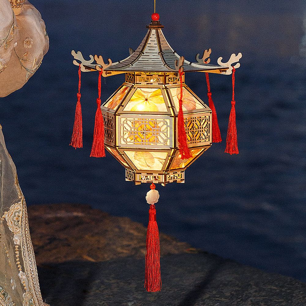 中秋节灯笼diy手工制作材料 儿童手提花灯非遗花草纸古风宫灯装饰